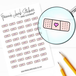 Bandaid Stickers (1/2&quot; each), Medical Stickers for Calendars, Planners, Scrapbooks, Crafts and more