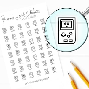 42 Clear Planner Stickers (1/2&quot; each), Game Boy Stickers, Gaming and Hobby Stickers for Planners, Calendars and more