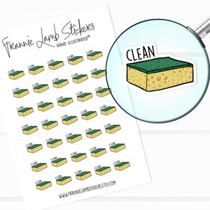 Sponge Stickers (1/2&quot; each), Cleaning and Chore Stickers for Calendars, Planners, Scrapbooks, Crafts and more