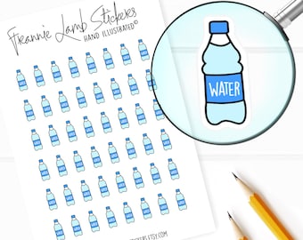 Water Stickers (1/2&quot; each), Water Reminder Planner Stickers, Hydration & Water Stickers for Calendars, Planners, Scrapbooks, Crafts, etc.