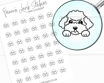 42 Clear Poodle Stickers (1/2" each), Pet and Dog Stickers for Planners, Calendars and more