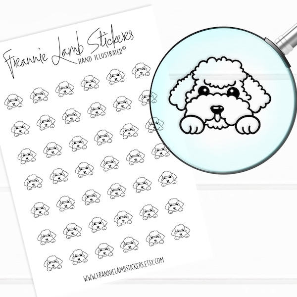 42 Clear Poodle Stickers (1/2" each), Pet and Dog Stickers for Planners, Calendars and more