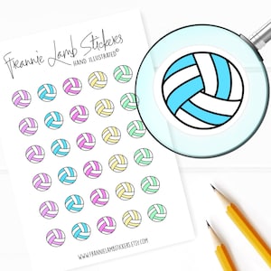 Volleyball Stickers (1/2&quot; each), Sport Planner Stickers, Volleyball Practice and Game Reminder Stickers for Calendars, Planners and more
