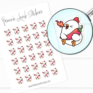 Autocollants mignons de poulet au piment (1/2 po. chacun), autocollants pour agenda, autocollants personnages mignons pour calendriers, agendas, albums de coupures, travaux manuels et plus encore