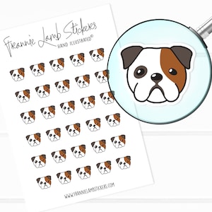 Adesivi Bulldog (1/2" ciascuno), adesivi per animali domestici, adesivi per animali carini, adesivi per cani per calendari, pianificatori, album di ritagli, artigianato e altro ancora