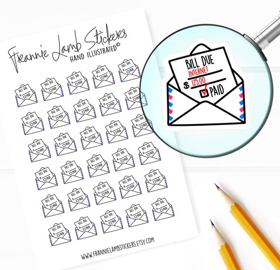 Bill Reminder Stickers (1/2" each), Planner Stickers, Bill and Chore Stickers for Calendars, Planners, Scrapbooks & more, Write-on Stickers