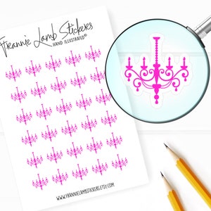 30 Clear Planner Stickers (1/2&quot; each), Chandelier Planner Decor Stickers, Decorative Stickers for Planners, Calendars and more