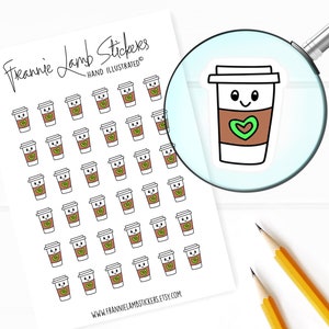 Para llevar pegatinas de café (1/2" cada una), pegatinas de planificador de café, pegatinas de bebidas para calendarios, planificadores, álbumes de recortes, manualidades y más