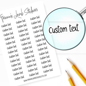 Custom Text Stickers, Custom Labels, Custom Word Stickers for Planner, Calendars and More, Color and Paper Options Available image 1