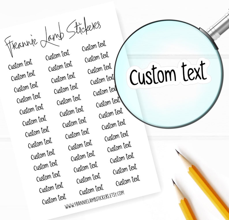 Custom Text Stickers, Custom Labels, Custom Word Stickers for Planner, Calendars and More, Color and Paper Options Available image 1