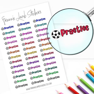 Soccer Practice Planner Stickers, Sports Stickers, 39 Labels for Planners, Calendars and More, Color and Paper Options Available