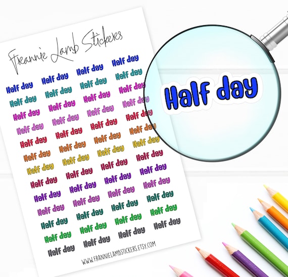 Half Day Stickers/labels for Planners, Calendars & Folders, Choice