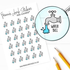 Water Bill Reminder Stickers (1/2" each), Planner Stickers, Bill Reminder Stickers for Calendars, Planners, Scrapbooks, Crafts and more