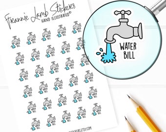 Water Bill Reminder Stickers (1/2" each), Planner Stickers, Bill Reminder Stickers for Calendars, Planners, Scrapbooks, Crafts and more