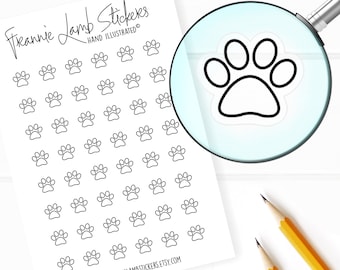 42 Clear Planner Stickers (1/2" each), Paw Print Planner Stickers, Pet Stickers for Planners and Calendars and more