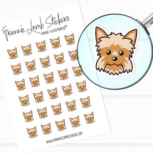 Adesivos Yorkie (1/2 "cada), adesivos para animais de estimação, adesivos fofos para animais de estimação, adesivos de cachorro para calendários, planejadores, álbuns de recortes, artesanato e muito mais
