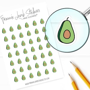 42 Clear Planner Stickers (1/2&quot; each), Avocado Planner Stickers, Clear Matte Stickers for Planners, Calendars and more