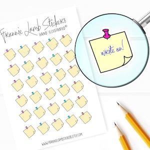 Sticky Note Stickers (1/2" each), Note Planner Stickers, Write-On Reminder Stickers for Planners, Calendars and more
