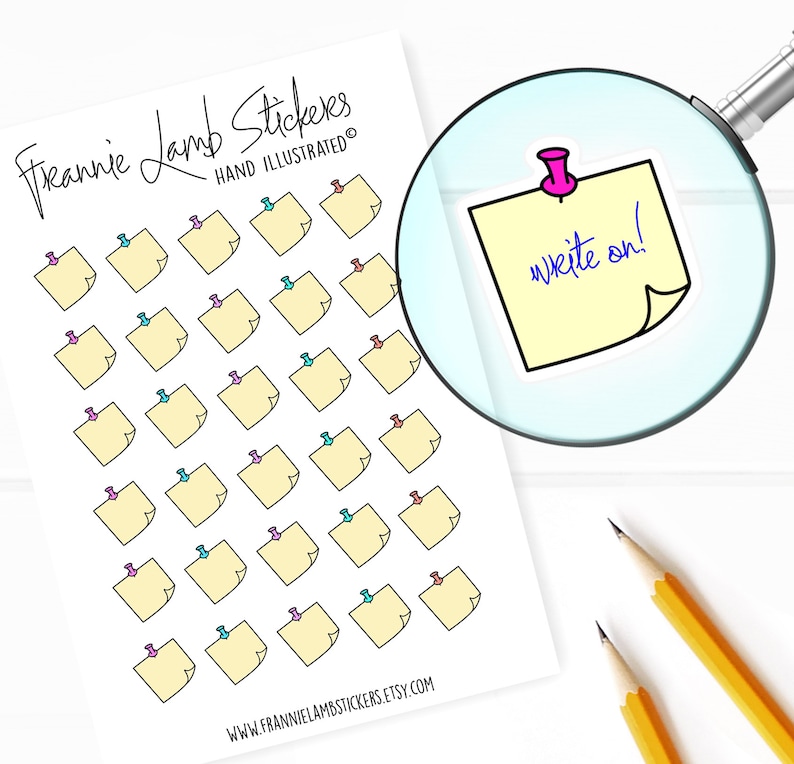 Sticky Note Stickers (1/2" each), Note Planner Stickers, Write-On Reminder Stickers for Planners, Calendars and more image 1