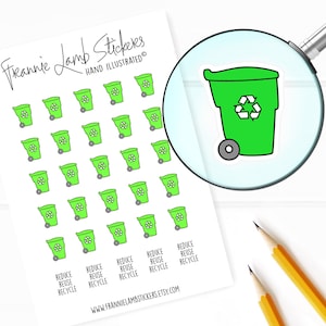 Recycling Aufkleber (je 1,2 cm), Planer-Sticker, Rechnung- und Haushalts-Sticker für Kalender, Planer, Scrapbooks, Bastelarbeiten und mehr