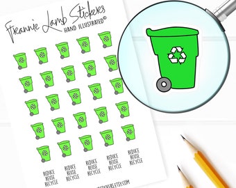 Recycling Stickers (1/2" each), Planner Stickers, Bill and Chore Stickers for Calendars, Planners, Scrapbooks, Crafts and more