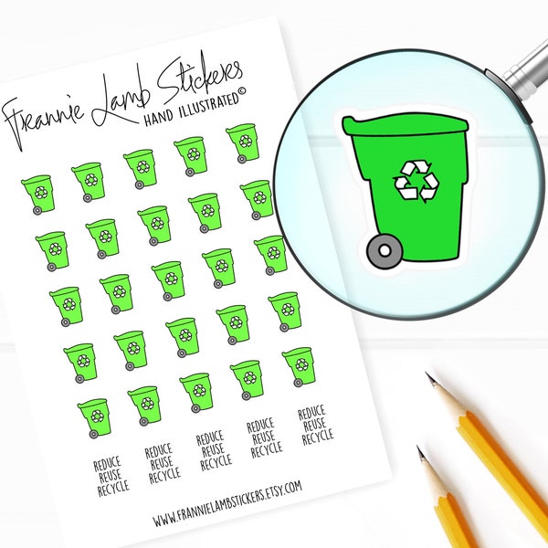 Recycling Stickers (1/2" each), Planner Stickers, Bill and Chore Stickers for Calendars, Planners, Scrapbooks, Crafts and more