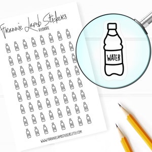 63 Clear Planner Stickers (1/2&quot; each), Water Bottle Planner Stickers, Health and Fitness Stickers for Planners, Calendars and more