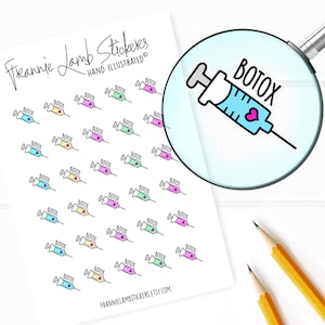 Pegatinas de Botox (1/2" cada una), pegatinas de Botox Planner, pegatinas de belleza y Botox para calendarios, planificadores, álbumes de recortes, manualidades y más
