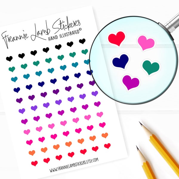 Tiny Heart Stickers (1/4" each), Planner Stickers, Love and Heart Stickers for Calendars, Planners, Scrapbooks, Crafts and more