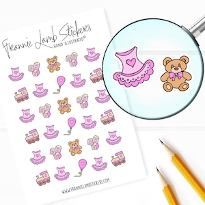 Pegatinas para niñas (1/2" cada una), pegatinas para planificadores de bebés, pegatinas para calendarios, planificadores, álbumes de recortes, manualidades y más