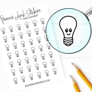 42 transparente Planer Aufkleber (je 1,2cm), Glühbirnen-Aufkleber, Stromrechnungs-Aufkleber für Planer, Kalender und mehr