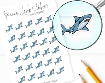 Shark Stickers (1/2" each), Planner Stickers, Shark Stickers for Calendars, Planners, Scrapbooks, Crafts and more