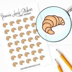 Croissant Aufkleber (je 1,2 cm), Planer Aufkleber, Lebensmittel Aufkleber für Kalender, Planer, Scrapbooks, Bastelarbeiten und mehr