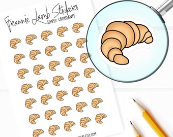 Croissantstickers (elk 1/2"), plannerstickers, voedselstickers voor kalenders, planners, plakboeken, handwerk en meer