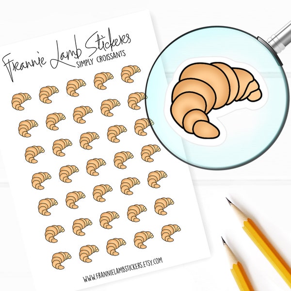 Croissant Stickers (1/2" each), Planner Stickers, Food Stickers for Calendars, Planners, Scrapbooks, Crafts and more
