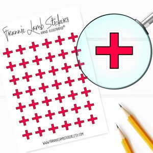 42 Kreuz Aufkleber (je 1,2 cm) für Planer, Kalender und mehr