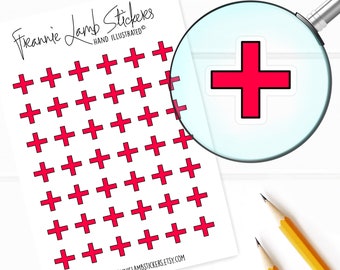42 Clear Planner Stickers (1/2" each), Medical Cross Stickers, Medical and Cross Reminder Stickers for Planners and Calendars and more