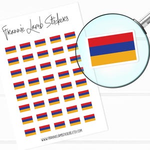 Armenian Flag Stickers (1/2" each), 40 Stickers, Armenian Stickers, Stickers for Calendars, Planners, Scrapbooks, Crafts and more