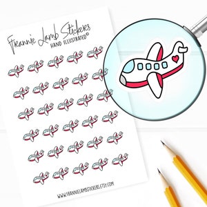 Adesivos de viagem e avião (1/2 "cada), adesivos de planejador, adesivos de lembrete de viagem, adesivos de avião para calendários, planejadores e muito mais