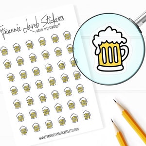 42 Clear Planner Stickers (1/2&quot; each), Beer Stickers, Beer and Alcohol Stickers for Planners and Calendars and more