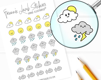 Weather Stickers (1/2" each), Planner Stickers, Weather Stickers for Planners, Calendars, Scrapbooks, Crafts and more