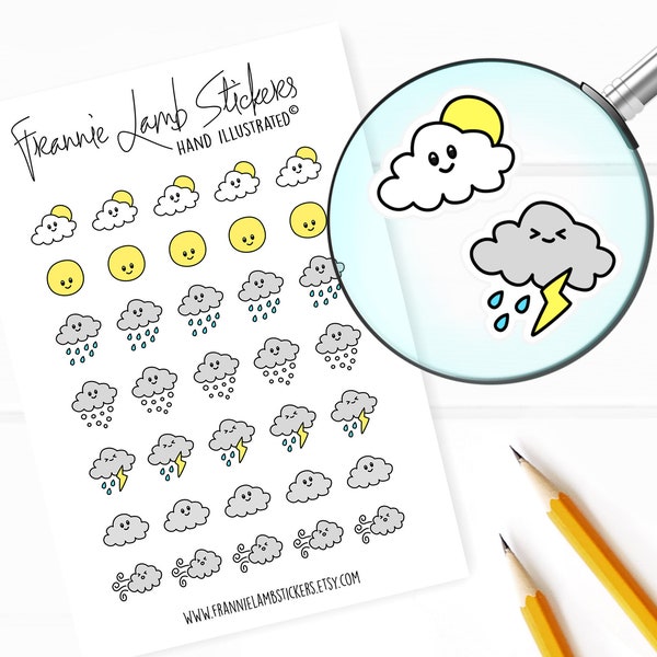 Weather Stickers (1/2" each), Planner Stickers, Weather Stickers for Planners, Calendars, Scrapbooks, Crafts and more