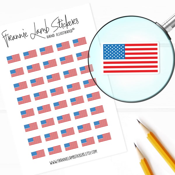 American Flag Stickers (1/2" each), Patriotic Stickers, USA Stickers, July 4th Stickers for Calendars, Planners, Scrapbooks, Crafts and more