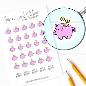 Piggy Bank Stickers (1/2" each), Save Money PlannerStickers for Calendars, Planners, Scrapbooks, Crafts and more