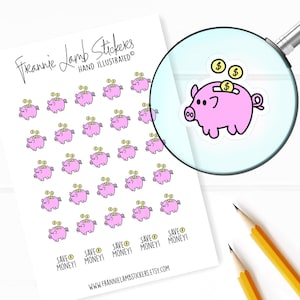Spaarvarkenstickers (elk 1/2"), bespaar geld plannerstickers voor kalenders, planners, plakboeken, knutselwerkjes en meer