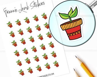 Potted Plant Stickers (1/2" each), Planner Stickers, Stickers for Calendars, Planners, Scrapbooks, Crafts and more