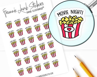 Movie Stickers (1/2&quot; each), Planner Stickers, Popcorn and Movie Stickers for Calendars, Planners, Scrapbooks, Crafts and more