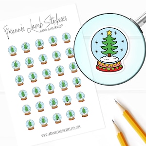 Christmas Snow Globe Stickers (1/2" each), Planner Stickers, Christmas and Holiday Stickers for Calendars, Scrapbooks, Crafts and more