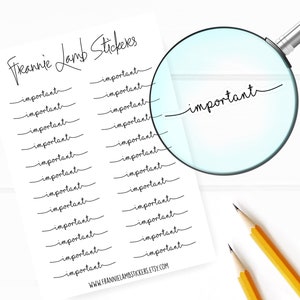 Important Planner Stickers (COLOR OPTIONS), Banner Style 1.5&quot; Wide, Choice of Clear Matte or White Matte Sticker Paper, Calendar Stickers
