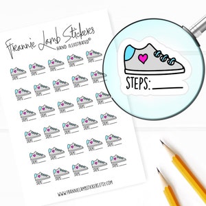 Step Tracker-stickers (elk 1/2"), fitness-schrijfstickers voor kalenders, planners, plakboeken, handwerk en meer